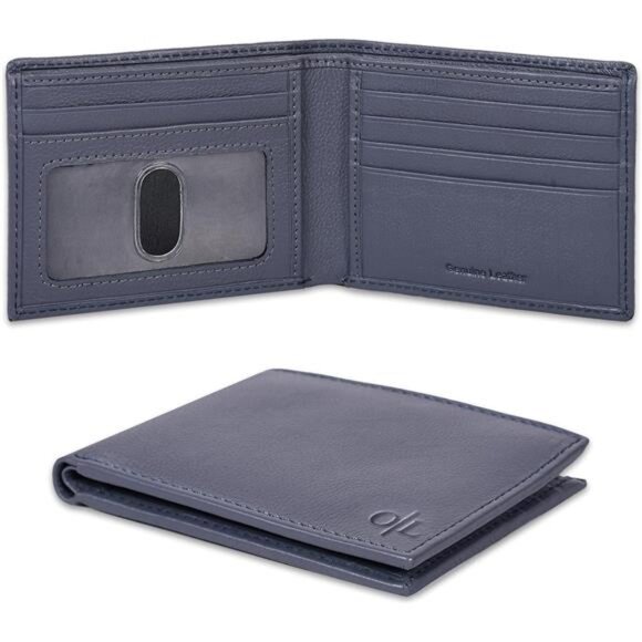 Slim Vegan Leather Wallet for Men - Blue